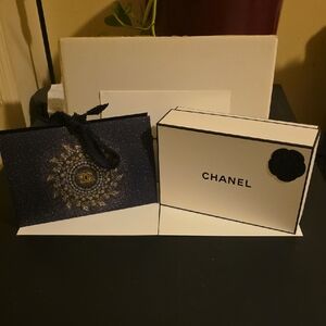 CHANEL Camellia Box with Navy & Gold Floral Gift Box Set. New!